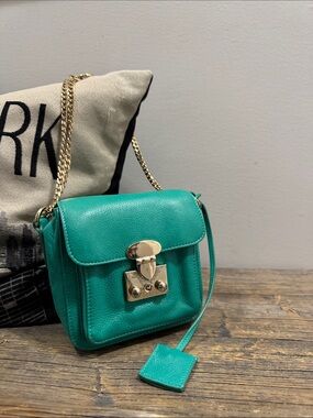 Sandro Teal Crossbody Bag with Gold Hardware (2 straps)